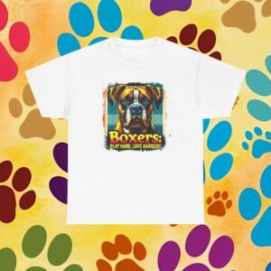 Play Hard, Lover Harder Boxer Dog Lovers Unisex Heavy Cotton Tee, Dog Lover Shirt, Boxer Dog Owner Gift, Pet Parent Tee, Animal Lover Top