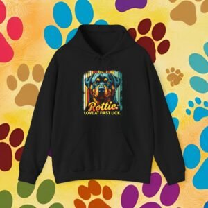 Rottie Love at first lick Rottweiler lovers Hoodie, Unisex Hooded Sweatshirt, Rottie Dog Gift, Cute Rottweiler Sweatshirt, Dog Lover Gift,