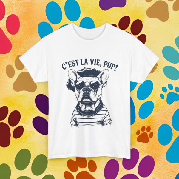 C'est La Vie Unisex Tee, French Bulldog Fun Shirt, Pup Lover Gift, Dog Graphic Top, Cute Animal Apparel - Image 3