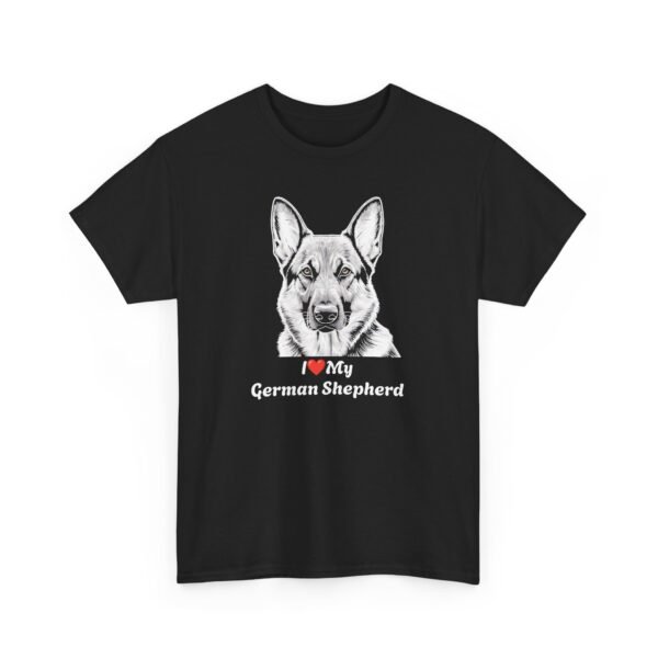 I love my German Shepherd! Bold design on a unisex heavy cotton tee. Comfortable & durable, perfect for GSD lovers. - Image 3